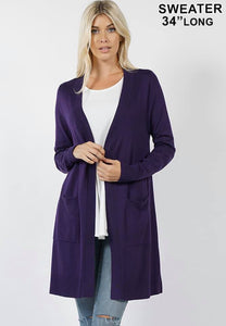 Plus Size Purple Cardigan